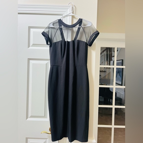 Maggy London Black Midi Dress with Sheer Details - Picture 1 of 5